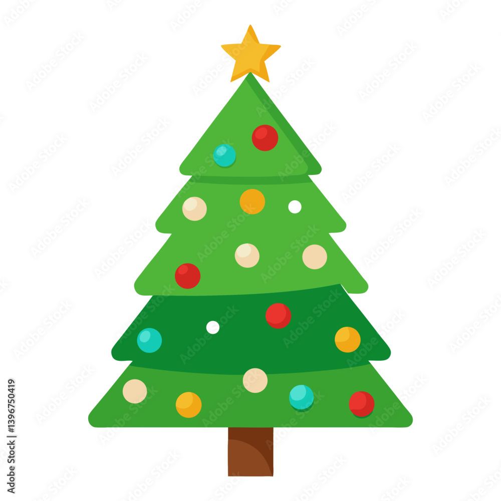 simple flat christmas tree with christmas ornaments vector illustration
simple flat christmas tree with christmas ornaments vector illustration