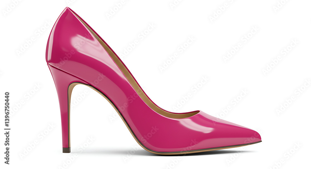 Elegant pink stiletto heel shoe isolated on pristine white background Elegant pink stiletto heel shoe isolated on pristine white background