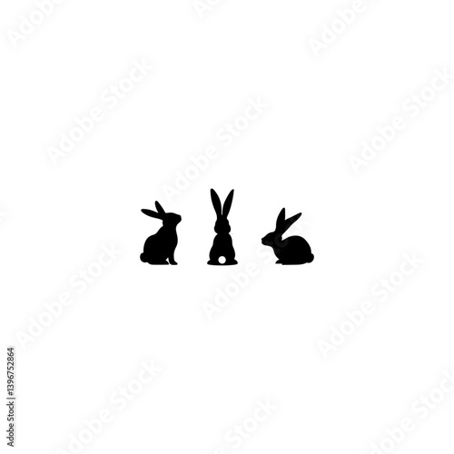 
Funny rabbit black isolated silhouette on white background 