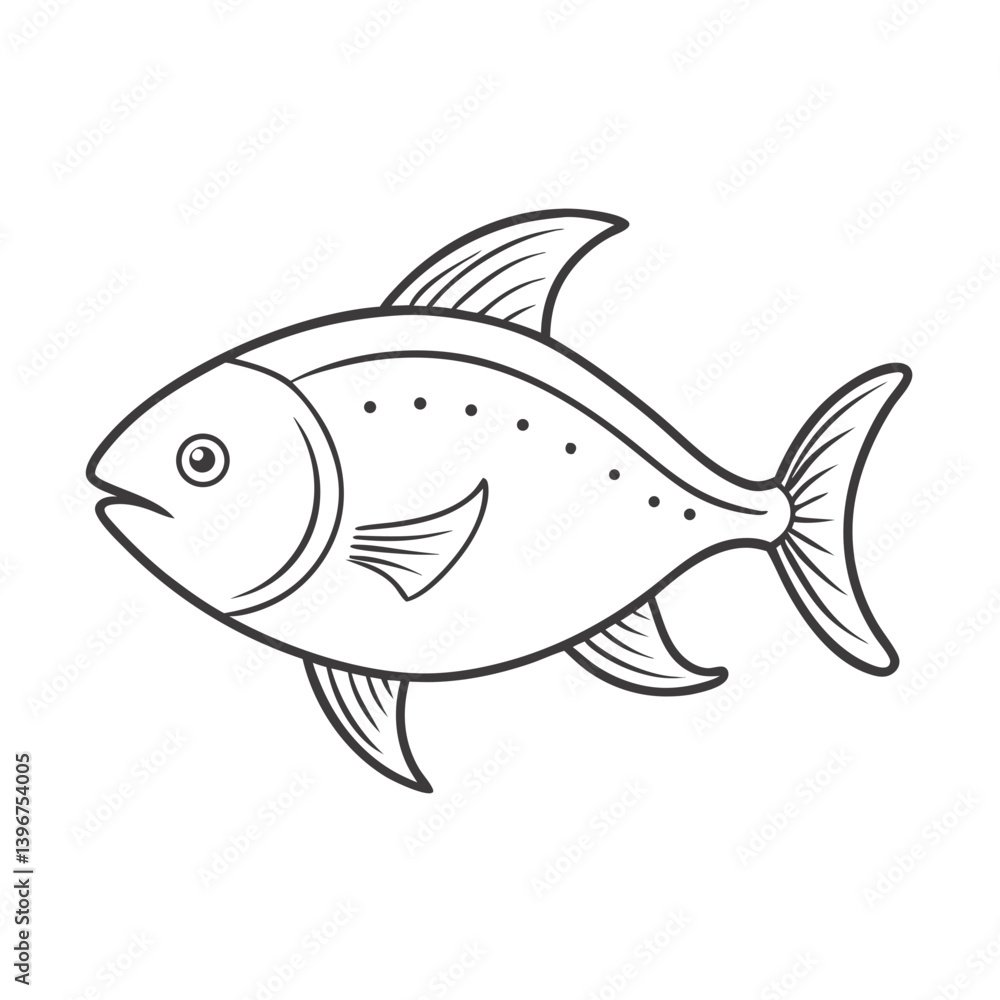 Single fish outline in black and white style