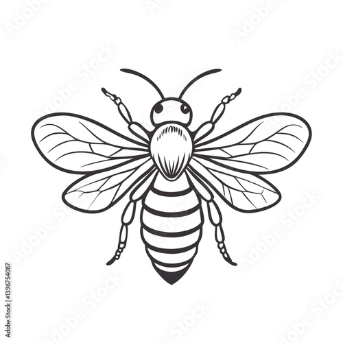 Hand-drawn bee in black outline