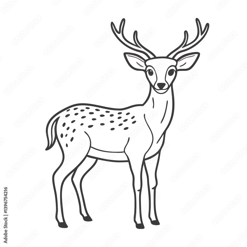 Deer outline illustration in black and white Deer outline illustration in black and white