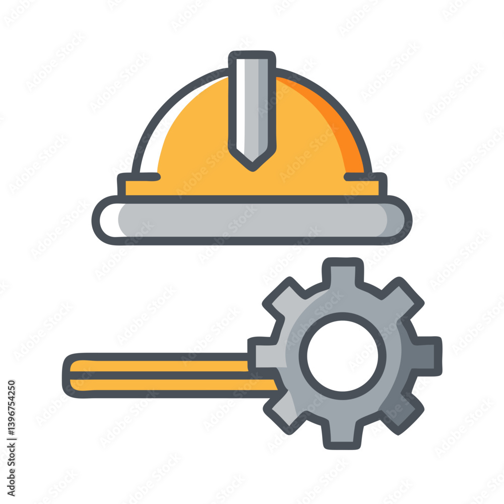 Helmet and Gear with Construction Bar Icon Design Helmet and Gear with Construction Bar Icon Design