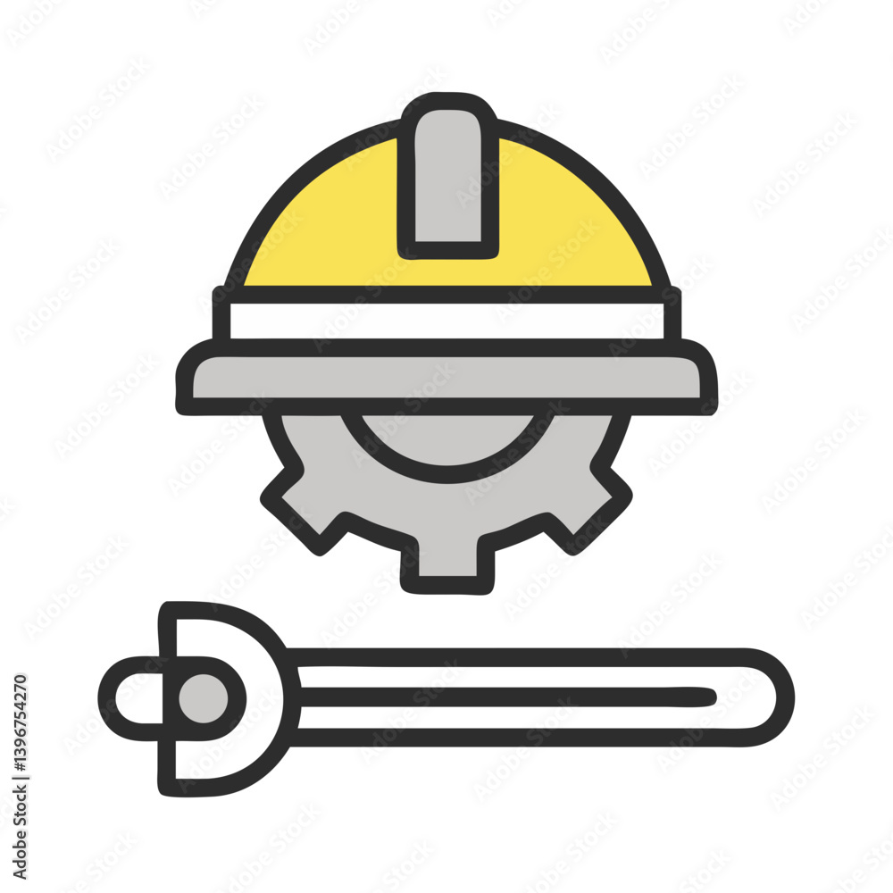 Helmet and Gear with Construction Bar Icon Design Helmet and Gear with Construction Bar Icon Design