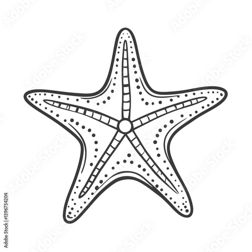 Obraz na płótnie Starfish outline illustration in black and white w salonie