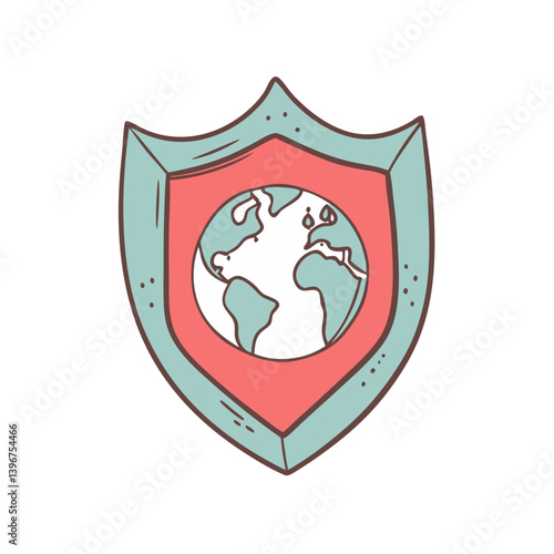 Obraz na płótnie Earth inside shield illustration in pastel colors w salonie