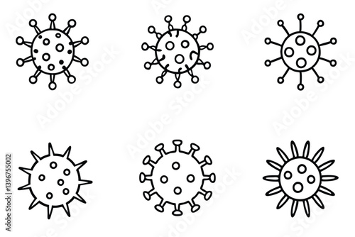 Virus line art illustration symbolizing disease and infection in style