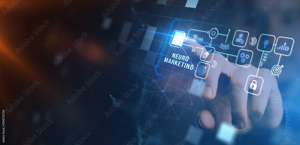 Neuromarketing. Sales and advertising marketing strategy concept. Business, Technology, Internet and network concept.