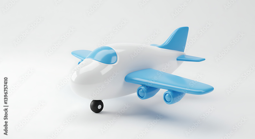 Obraz premium Playful Three-Dimensional Airplane Rendering on Clean White Background