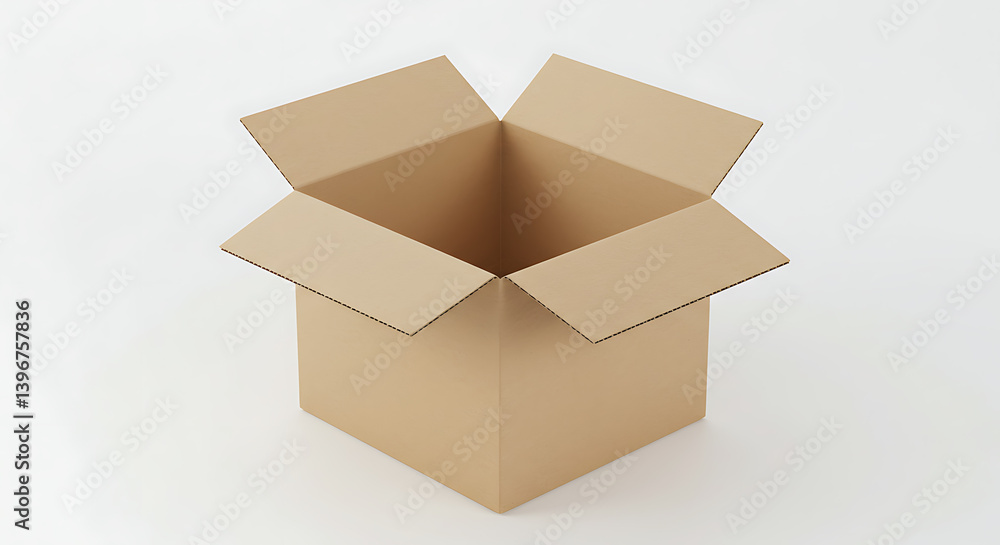 Open cardboard box on clean backdrop, ready to be filled and shipped Open cardboard box on clean backdrop, ready to be filled and shipped