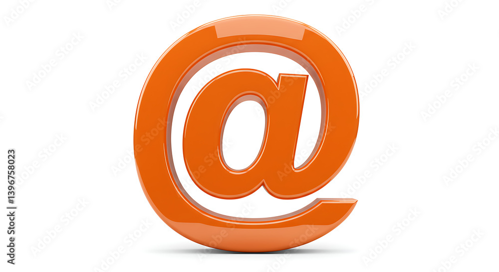 Vibrant orange email symbol, standing isolated against a plain white backdrop Vibrant orange email symbol, standing isolated against a plain white backdrop