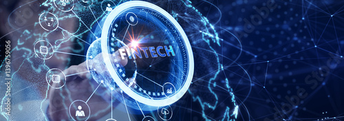 Obraz na płótnie Fintech Financial technology Cryptocurrency investment and digital money. Business concept on virtual screen. w salonie