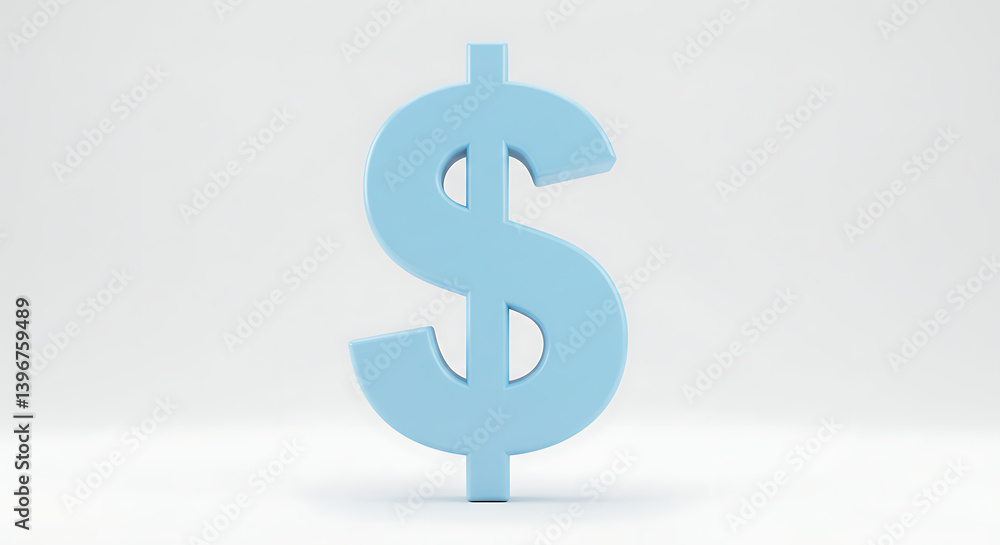 Aesthetic pastel blue dollar currency symbol standing elegantly against a neutral backdrop Aesthetic pastel blue dollar currency symbol standing elegantly against a neutral backdrop
