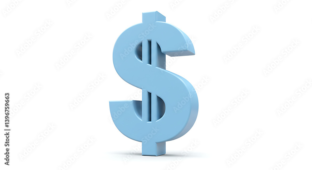 Light Blue Dollar Sign Symbolizing Finance and Economic Stability on Isolated Background Light Blue Dollar Sign Symbolizing Finance and Economic Stability on Isolated Background
