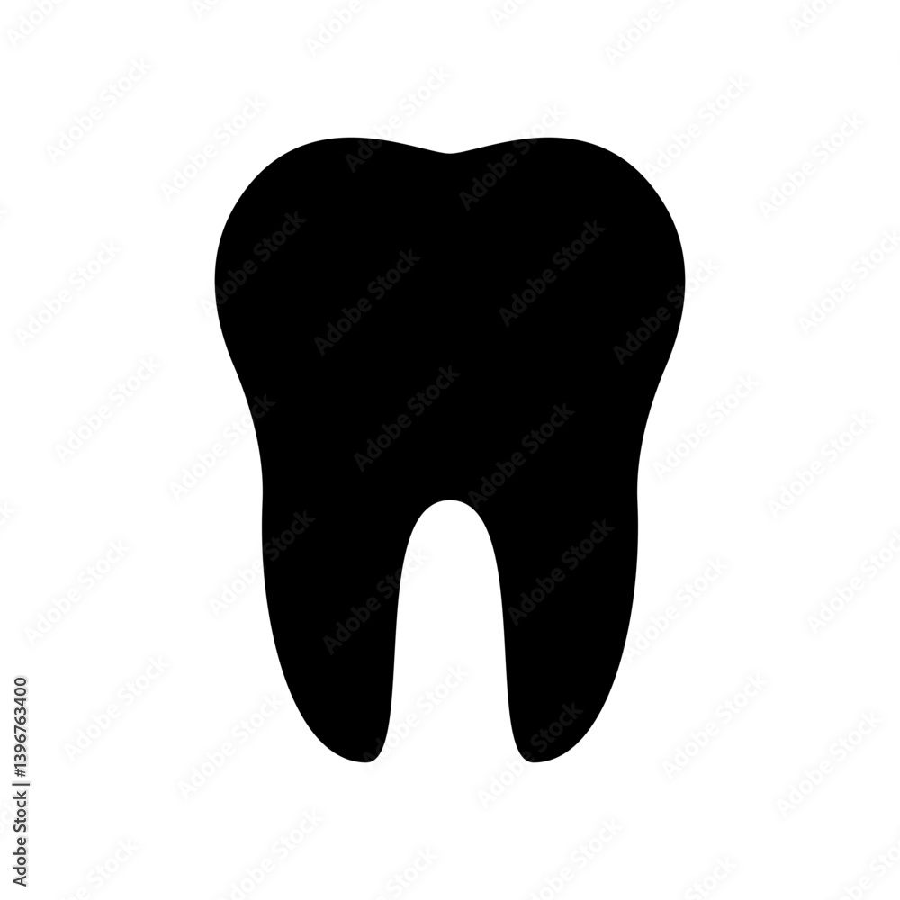 simple flat icon of a tooth. black silhouette design isolated on white background, perfect for dental care, health, and oral hygiene concepts. simple flat icon of a tooth. black silhouette design isolated on white background, perfect for dental care, health, and oral hygiene concepts.