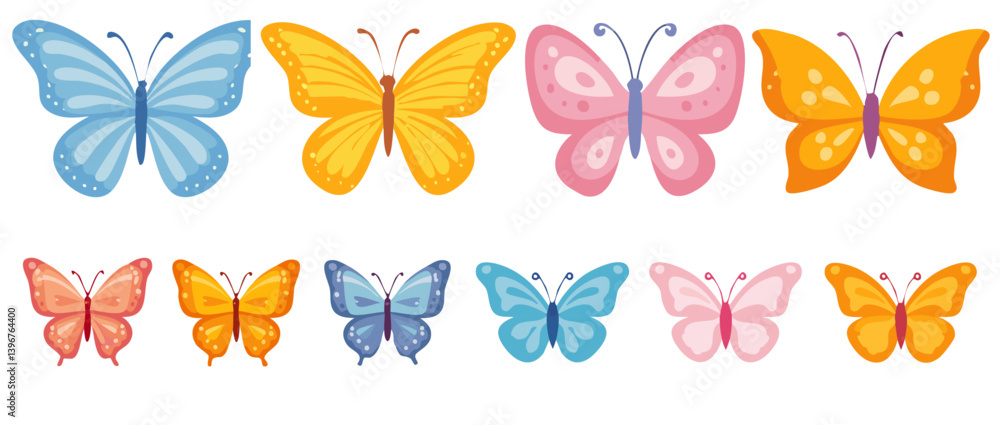 panorama set of cartoon butterflys vector icon design