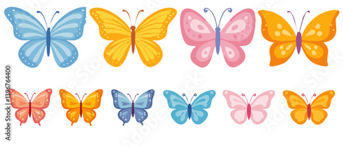 panorama set of cartoon butterflys vector icon design
