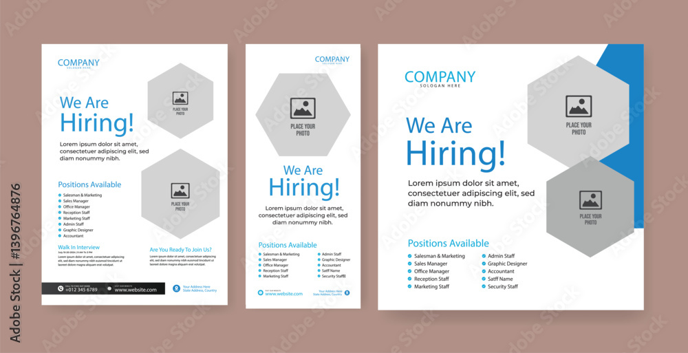 Fototapeta premium Creative We are hiring join to the team. Hiring recruitment vector creative design and social media post template Creative hiring poster. hiring social media post design.