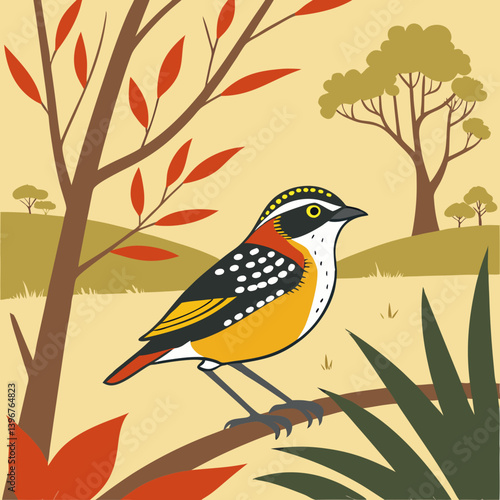 ​The Spotted Pardalote, often called the "diamond bird," is a small Australian species with eye-catching spotted plumage