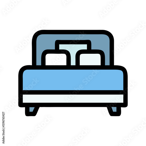 Hotel Bed Representing Accommodation and Lodging Icon Design