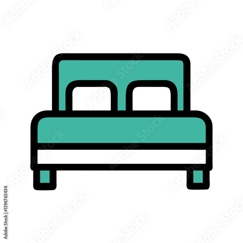 Hotel Bed Representing Accommodation and Lodging Icon Design