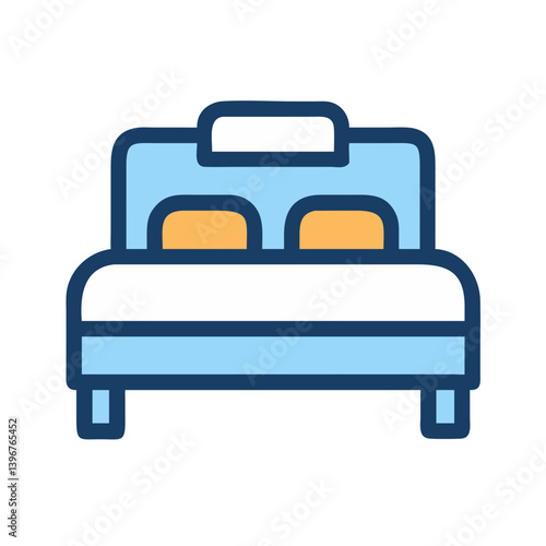 Hotel Bed Representing Accommodation and Lodging Icon Design