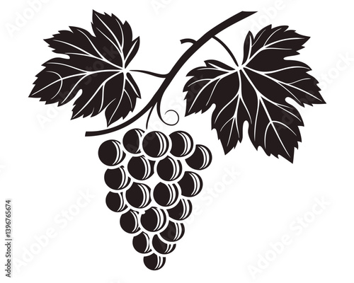 This elegant grapevine illustration is perfect for wine industry and vineyard-related designs. A classic vector artwork of a grape bunch, ideal for food and beverage themed projects.