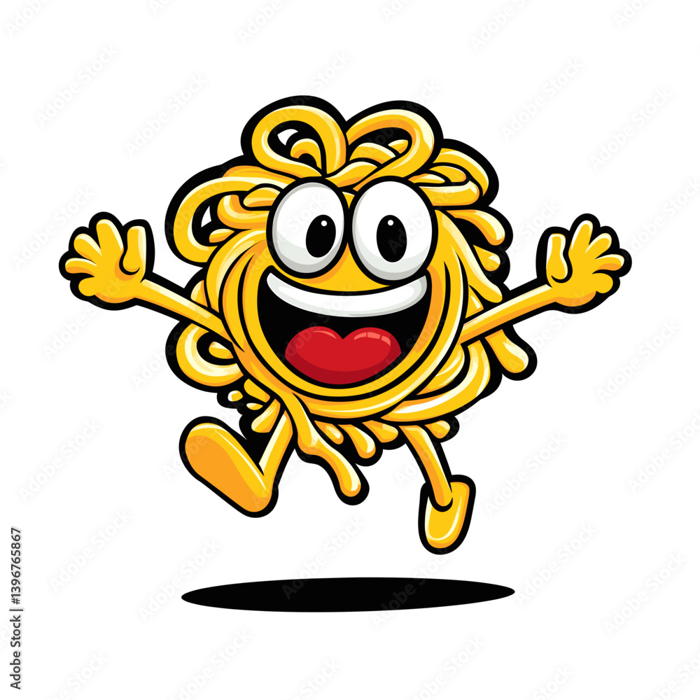 Fototapeta premium Happy Spaghetti Cute Vector Mascot Art 