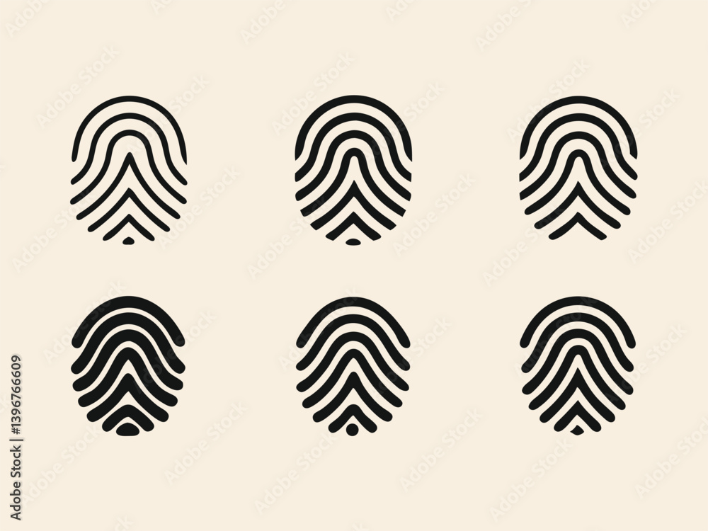 Fingerprint Icon Set – Unique Digital Identity Symbols. Fingerprint Icon Set – Unique Digital Identity Symbols.