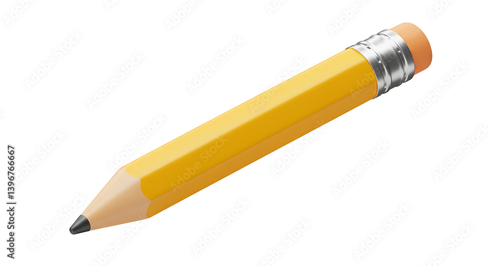 Classic yellow pencil with eraser offering simplicity and creative potential Classic yellow pencil with eraser offering simplicity and creative potential