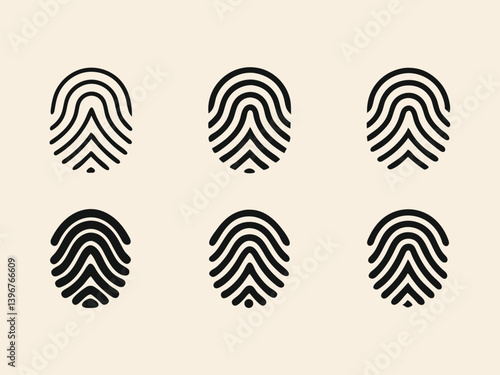 Fingerprint Icon Set – Unique Digital Identity Symbols.