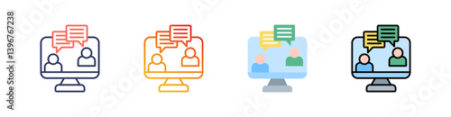 Online Class Multi Style Icon Set Vector 