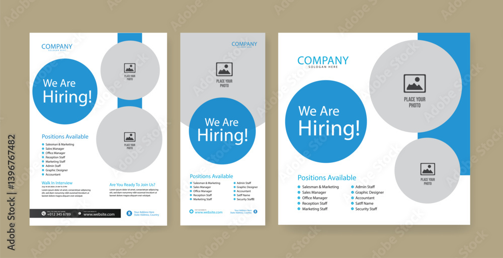 Fototapeta premium Creative We are hiring join to the team. Hiring recruitment vector creative design and social media post template Creative hiring poster. hiring social media post design.