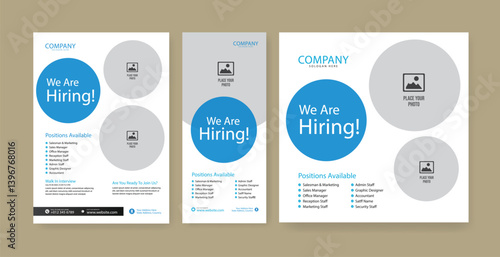 We are hiring job vacancy social media post banner design template with blue color. We are hiring job vacancy square web banner design.