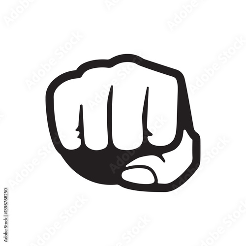 Vector silhouette of a forward punch action isolated on a clean white background