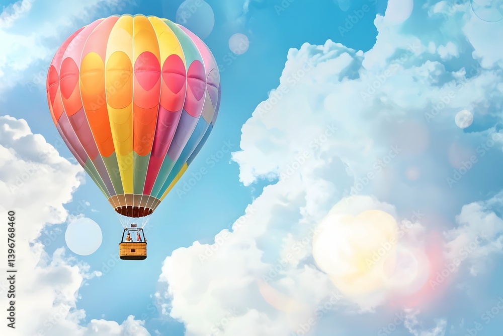 Fototapeta premium Charming hot air balloon design creates joyfully unique invitations and event d√©cor.