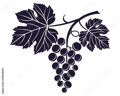 This elegant grapevine illustration is perfect for wine industry and vineyard-related designs. A classic vector artwork of a grape bunch, ideal for food and beverage themed projects.
