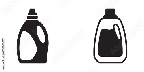 Different types of detergent bottle silhouettes in vector format on a white background