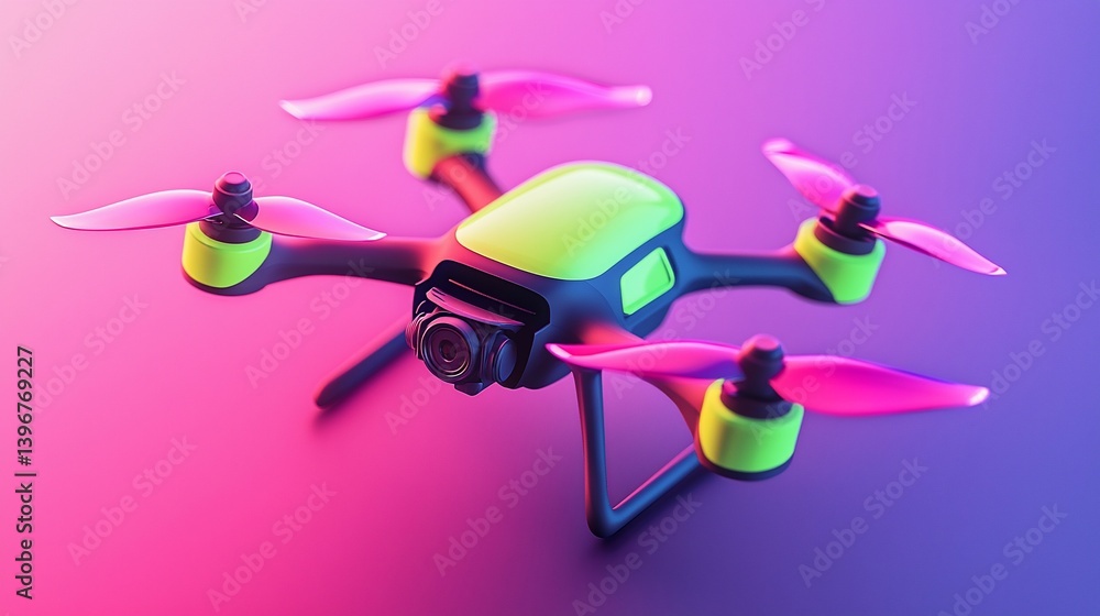 Fototapeta premium Colorful Drone in Gradient Background