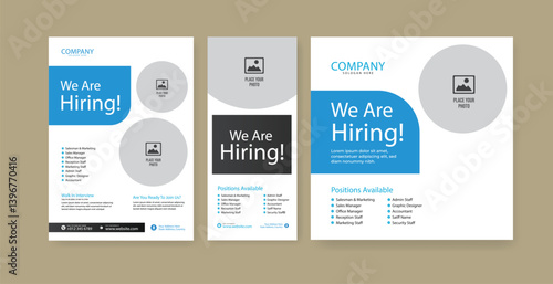 We are hiring job vacancy social media post banner design template with blue color. We are hiring job vacancy square web banner design.
