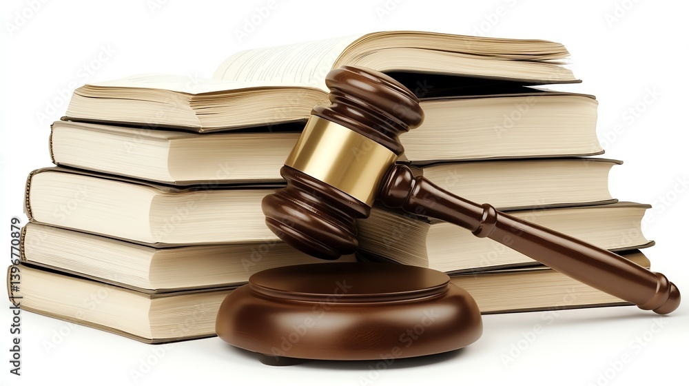 A wooden gavel resting on a stack of law books symbolizing justice and the legal system A wooden gavel resting on a stack of law books symbolizing justice and the legal system