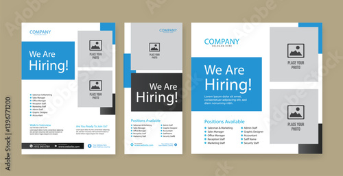 We are hiring job vacancy social media post banner design template with blue color. We are hiring job vacancy square web banner design.