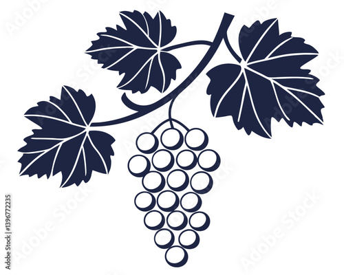 This elegant grapevine illustration is perfect for wine industry and vineyard-related designs. A classic vector artwork of a grape bunch, ideal for food and beverage themed projects.