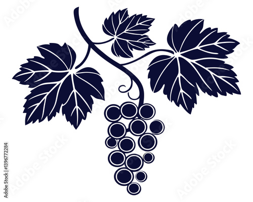 This elegant grapevine illustration is perfect for wine industry and vineyard-related designs. A classic vector artwork of a grape bunch, ideal for food and beverage themed projects.