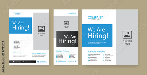 We are hiring job vacancy social media post banner design template with blue color. We are hiring job vacancy square web banner design.
