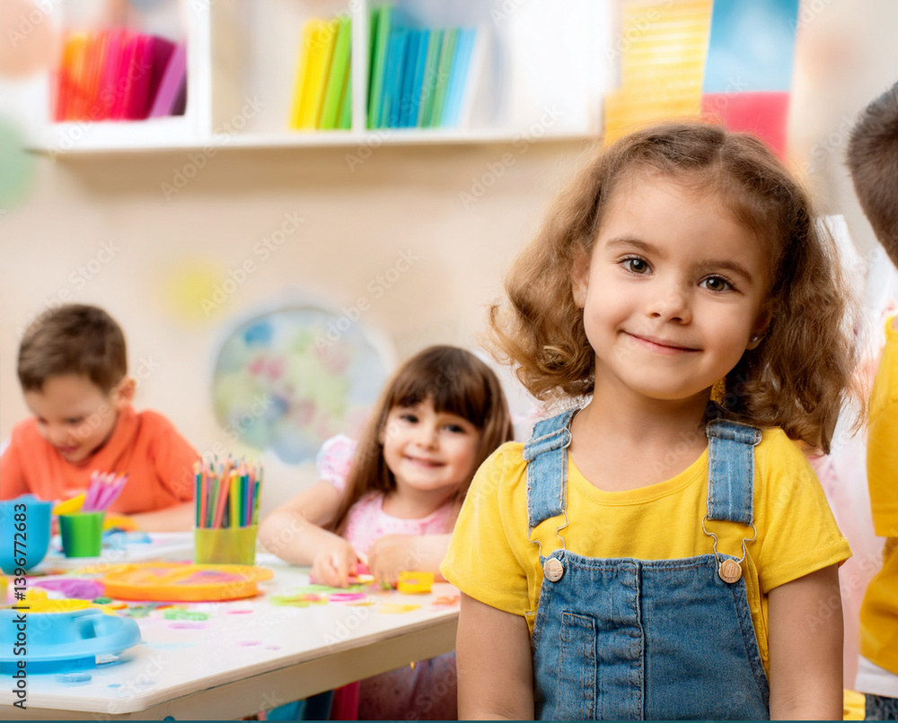 Fototapeta premium children school Preschool teacher diversity happy