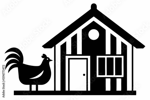 chicken coop silhouette vector illustration