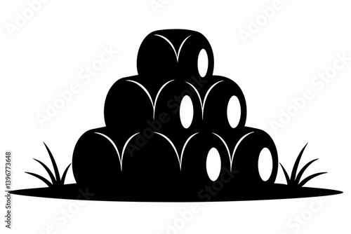 hay bale stack silhouette vector illustration