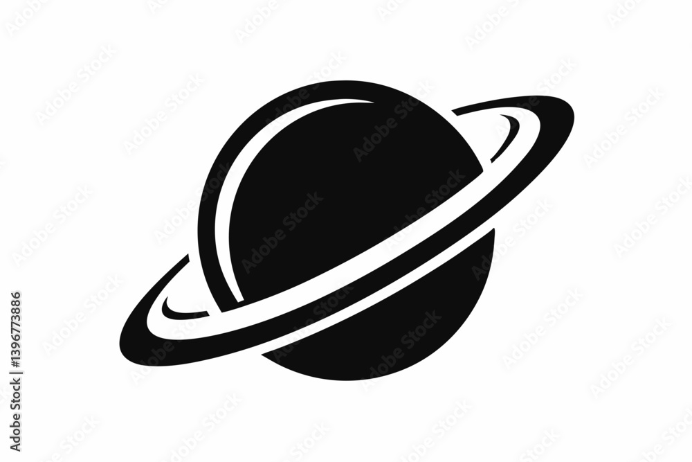 planet with rings silhouette vector illustration planet with rings silhouette vector illustration