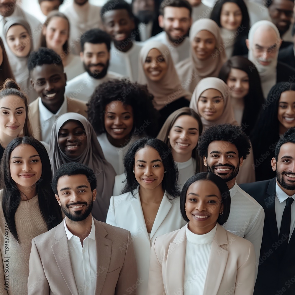 Fototapeta premium AI generated image of diverse professional businesspeople in formal attire representing teamwork, confidence, and inclusivity